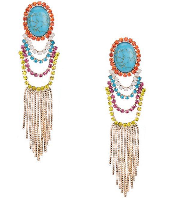 Anna & Avax Brooke Webb of KBStyled Lindsay Chain and Stone Statement Drop Earrings | Dillard's
