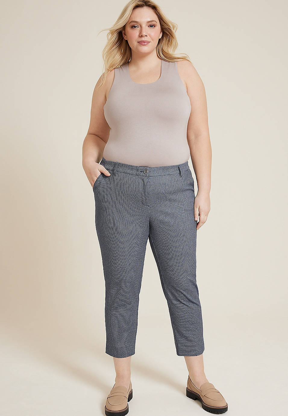 Plus Size Bengaline Printed Straight Cropped Pant | Maurices