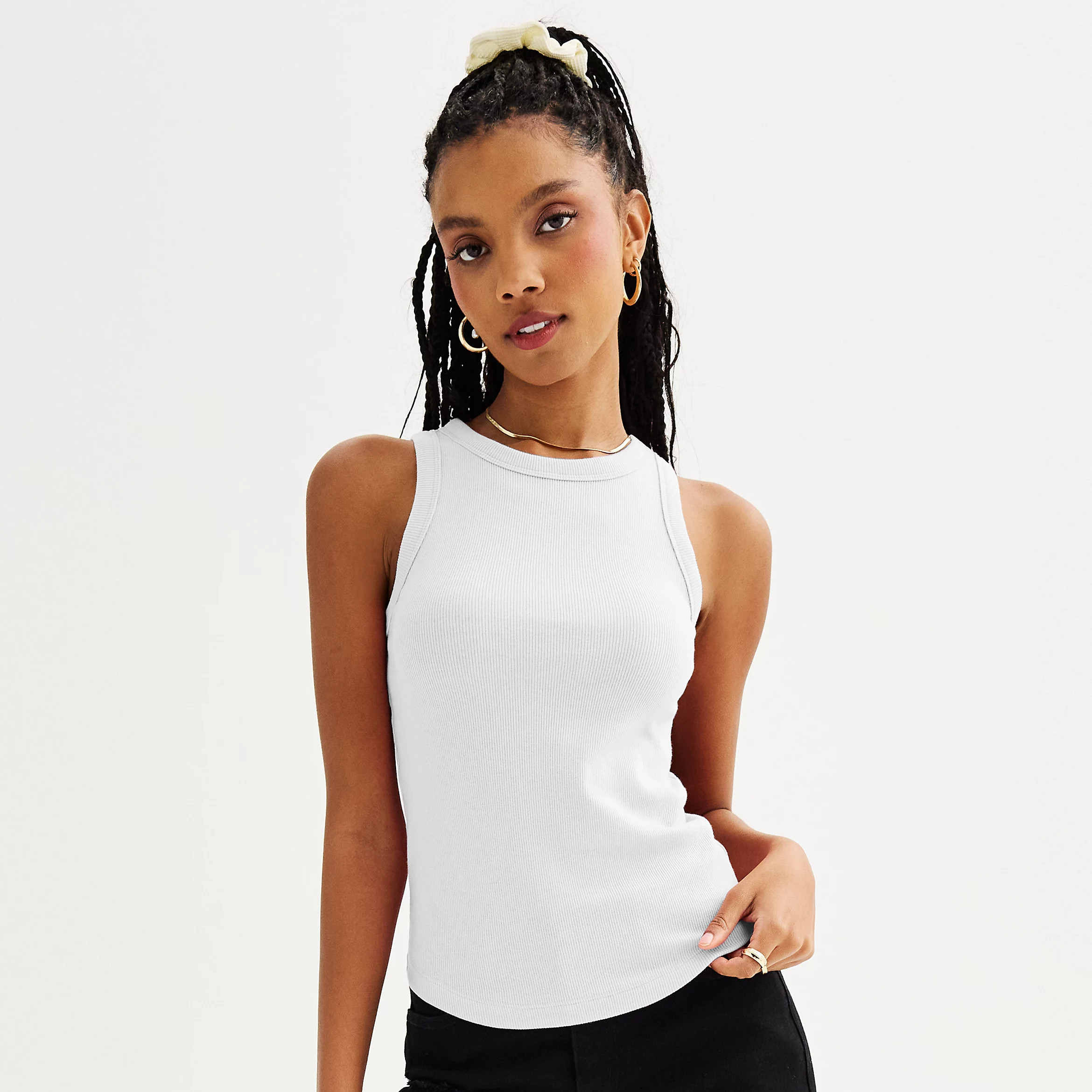 Juniors' SO® High Neck Ribbed Tank Top | Kohl's