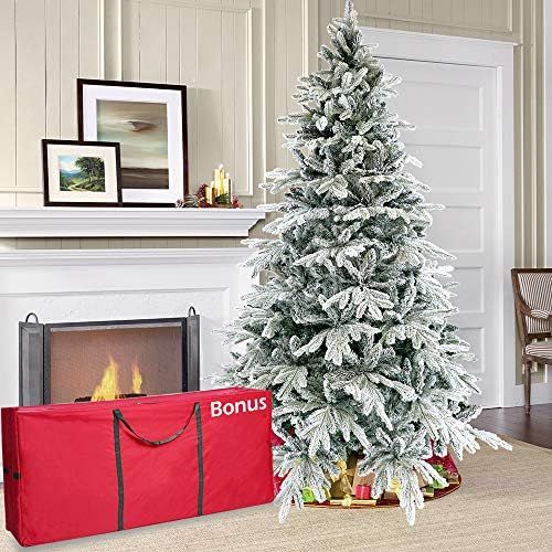 7ft Flocked Artificial Christmas Tree Snowy Spruce Unlit Xmas Tree Include Storage Bag, 1699 Bran... | Amazon (US)