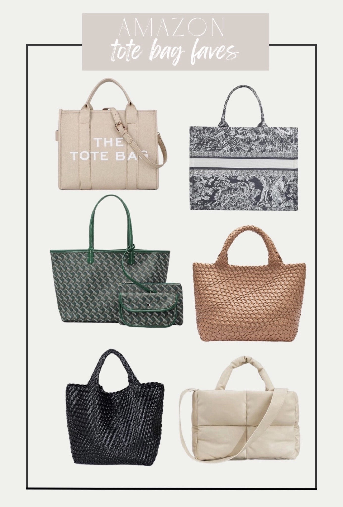 Amazon Tote Bag Faves!
—
Designer dupe, affordable fashion, fall accessories, bag, purse, neutral, designer inspired, look for less, deal of the day, Amazon finds, Amazon favorites, fashion,  weekly finds, deals

#LTKitbag #LTKstyletip #LTKGiftGuide