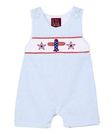 Light Blue Seersucker Airplane Smocked Romper - Infant & Toddler | Zulily
