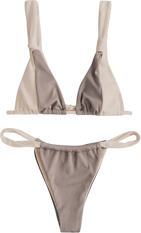 ZAFUL Women's Sexy Push-up Bandage Bikini Criss Cross Swimsuits Cheeky Two Pieces Swimwear | Amazon (US)