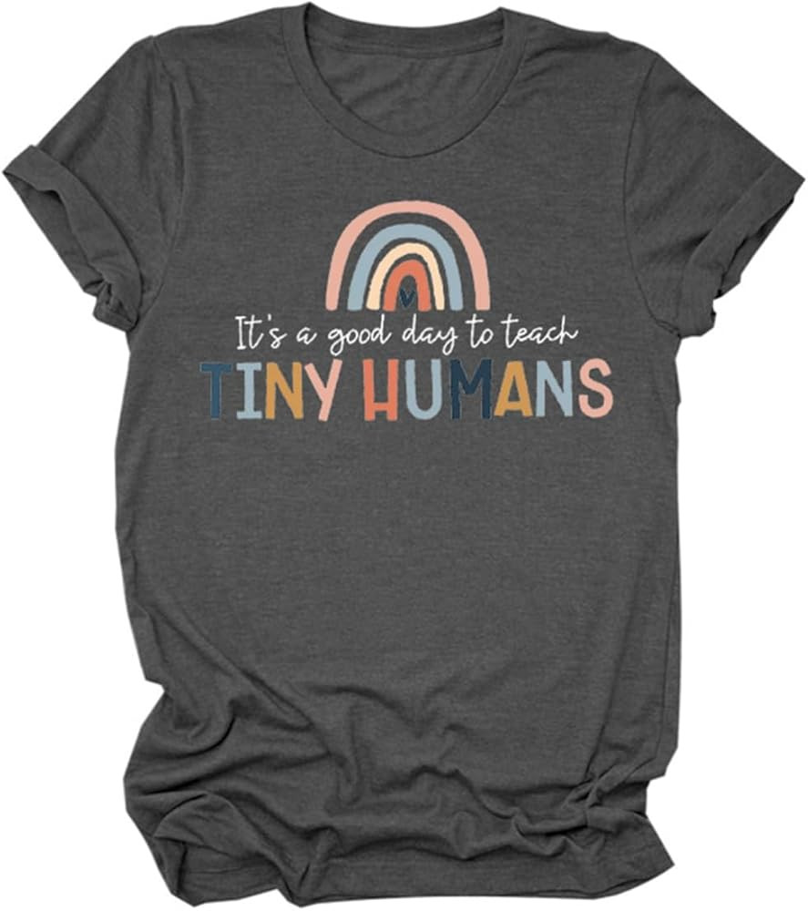 Preschool & Kindergarten Teacher Shirt Women Its a Good Day to Teach Tiny Humans Graphic Tees Tea... | Amazon (US)
