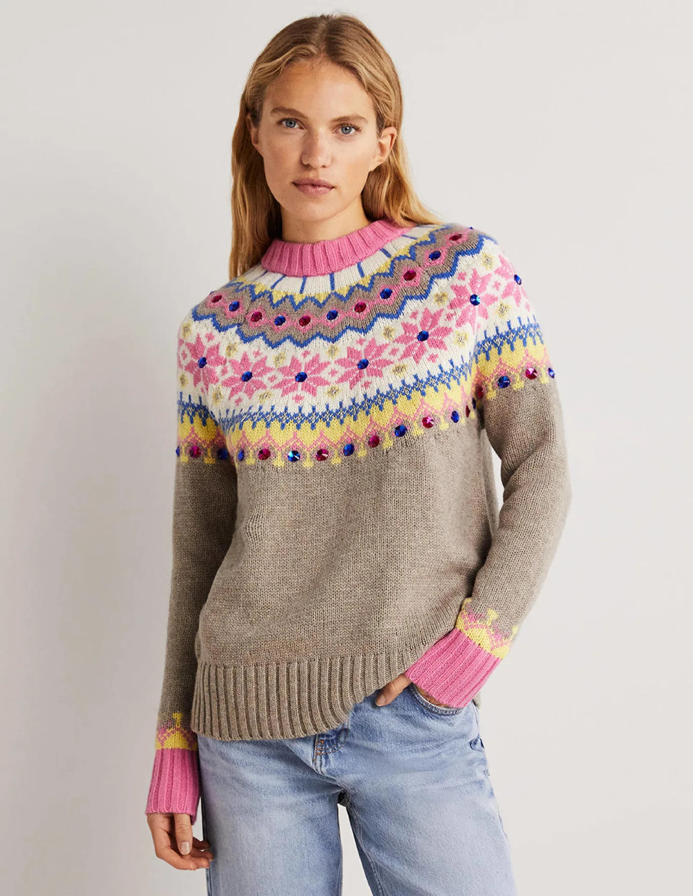 Embellished Fair Isle Jumper | Boden (US)
