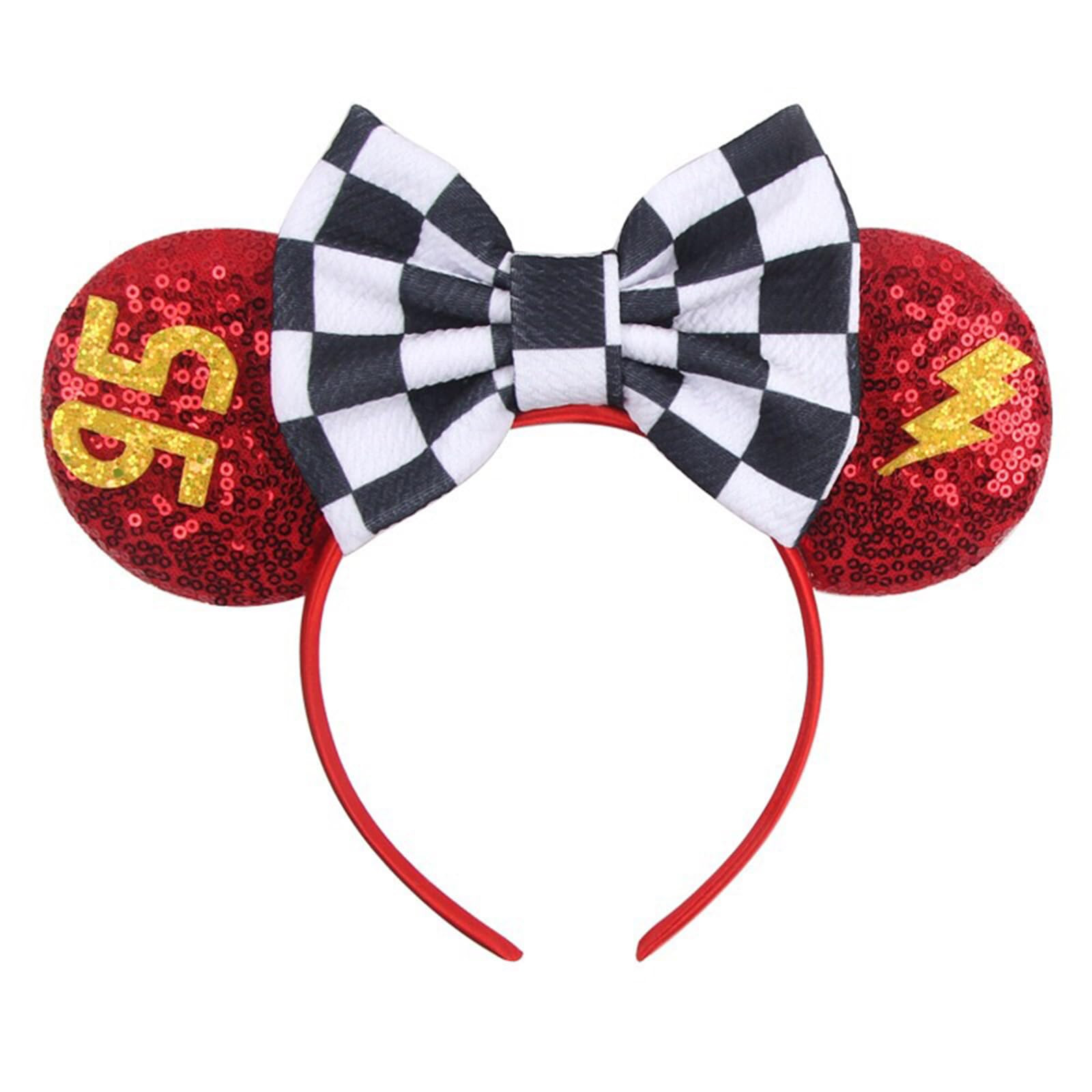 Foeran Mouse Ears Headbands, Sequin Mouse Ears Headband with Bow for Kids Adults Women, Accessories for Birthday Party (Red lightning) | Amazon (US)