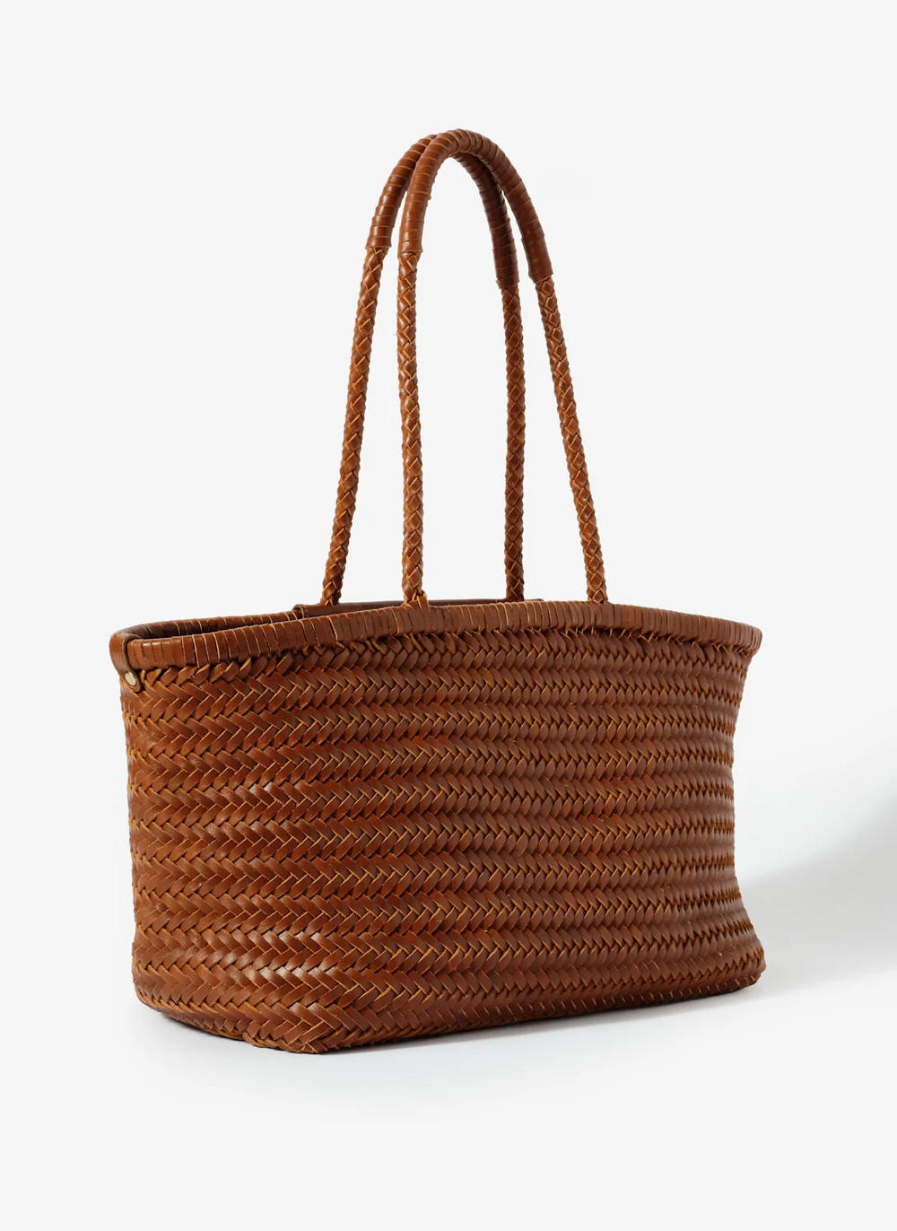 Rae Tan Leather Woven Tote Bag | Mint Velvet