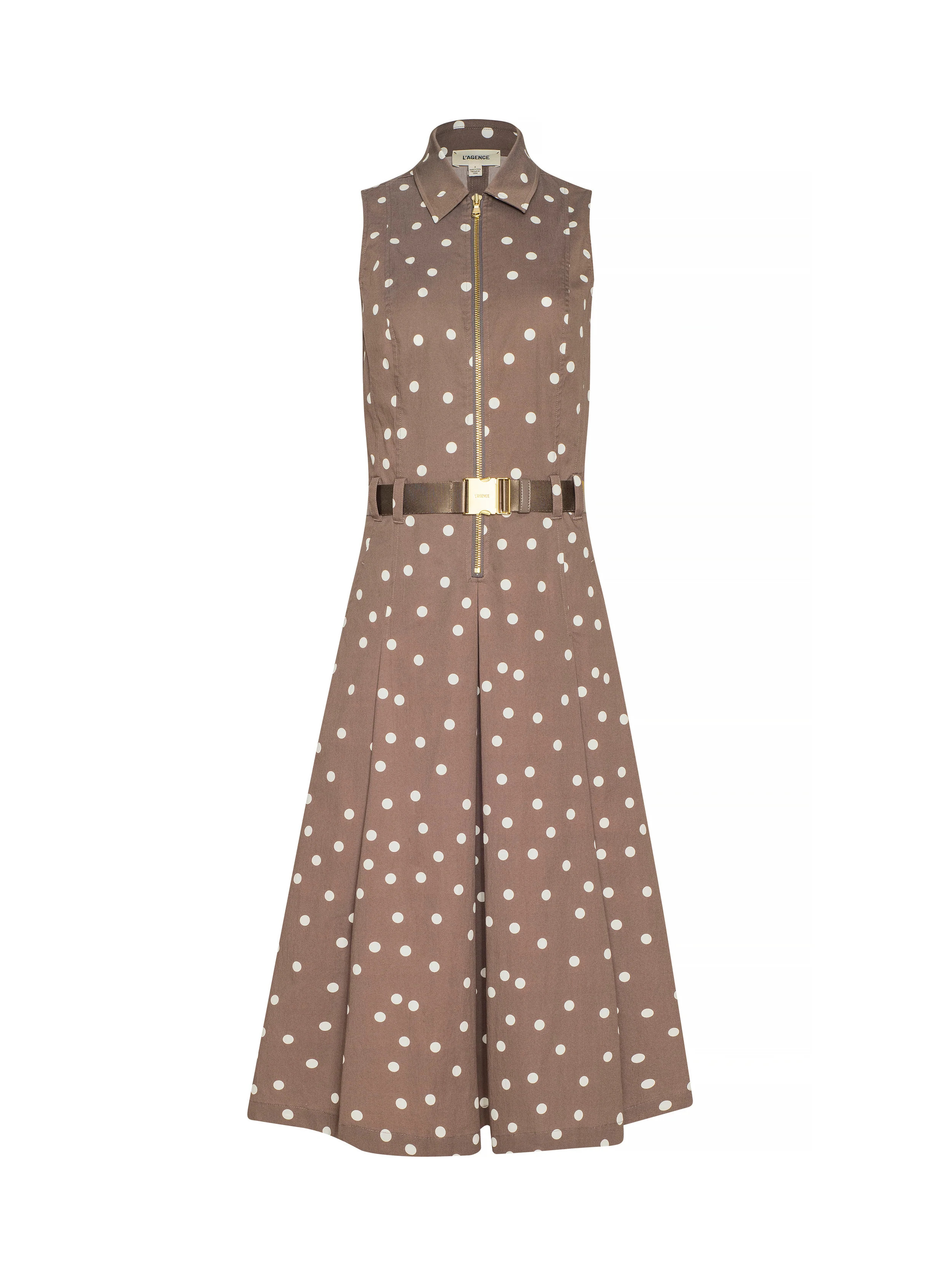 L'AGENCE Kylo Shirt Dress In Cardamom/Ecru Polka Dot | L'Agence
