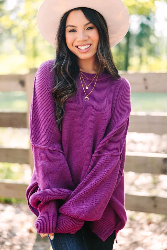 Give You Joy Magenta Purple Dolman Sweater | The Mint Julep Boutique