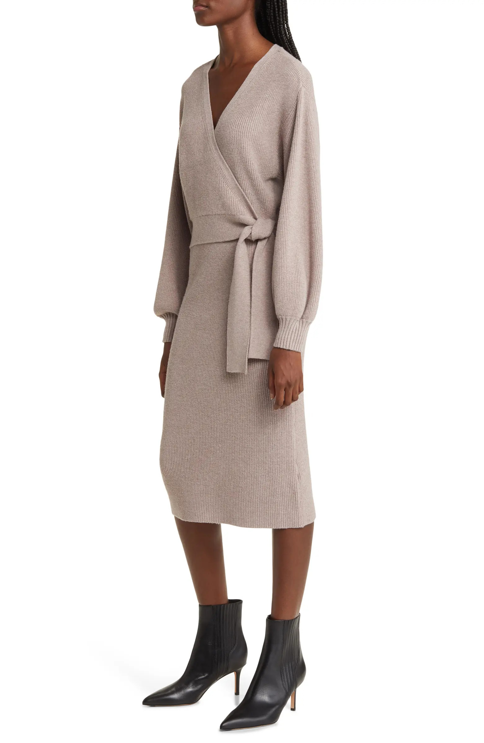 Long Sleeve Faux Wrap Sweater Dress | Nordstrom