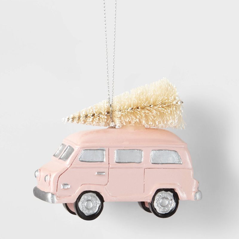 Van with Bottle Brush Christmas Tree Ornament Pink - Wondershop&#8482; | Target
