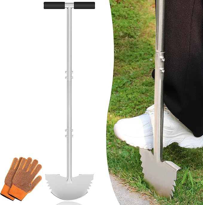 Serrated Edger Lawn Tool - Half Moon Shovel with Softer T-Handle, Lawn Edger for Yard, Garden, La... | Amazon (US)