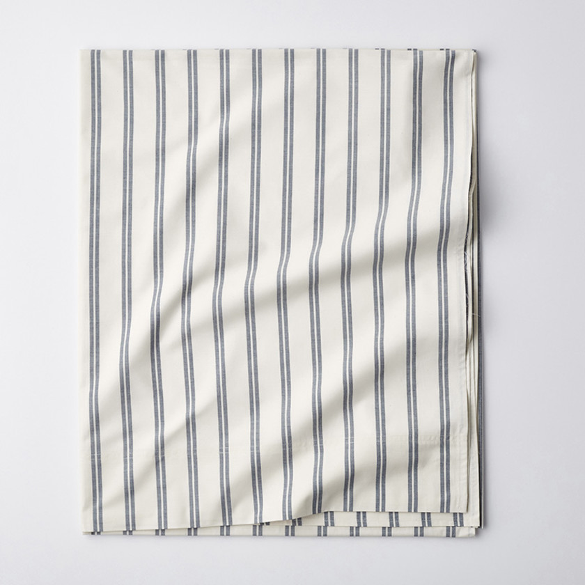 Narrow Stripe Classic Cool Cotton Percale Flat Bed Sheet - Green/White, Size Queen | The Company Store | The Company Store