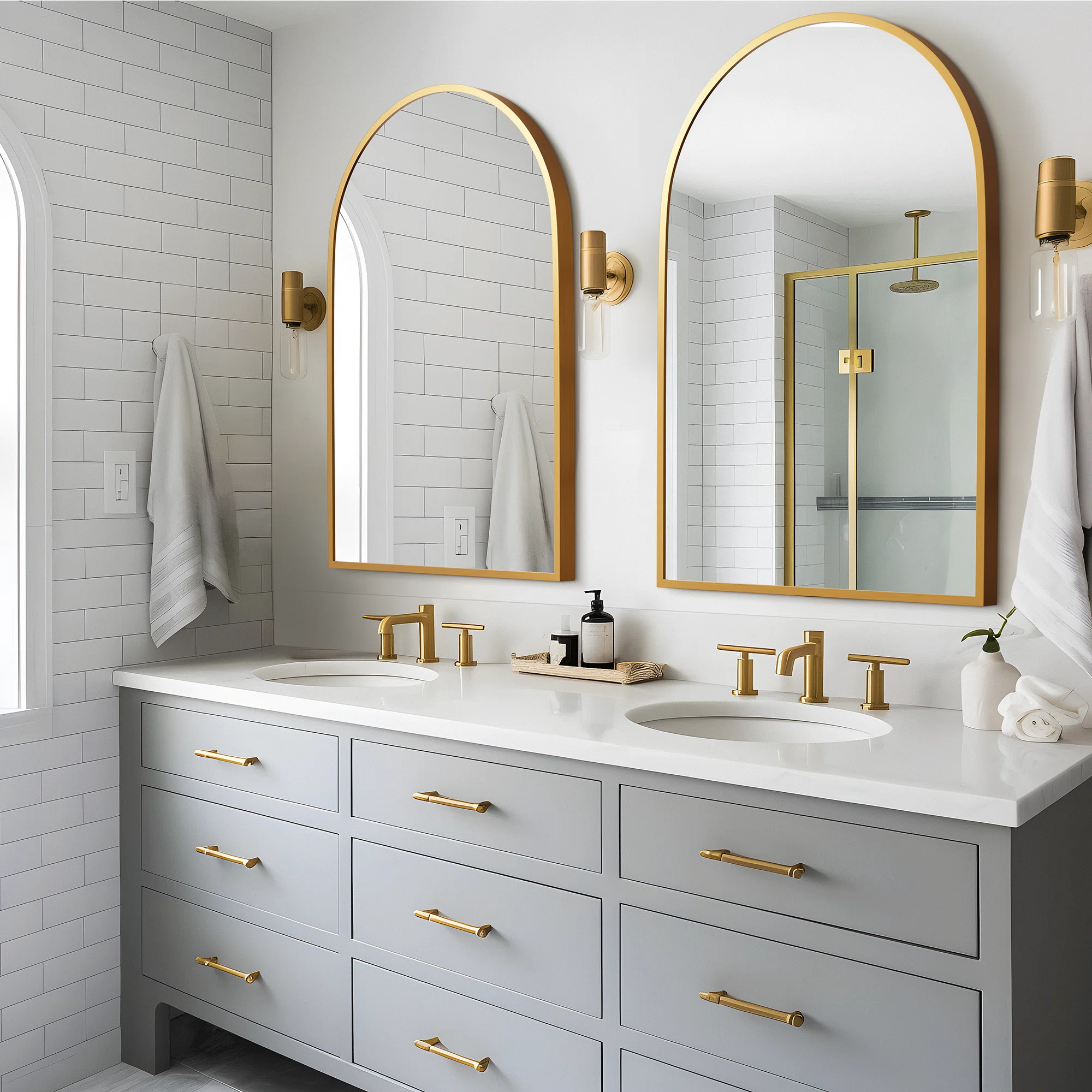 Vercher Metal Arched Bathroom/Vanity Mirrors (Set of 2) | Wayfair North America