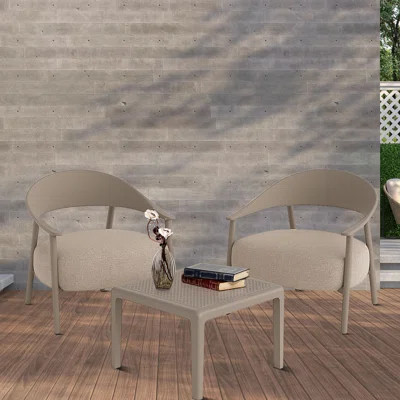 3-Piece Modern Conversation Set Accent chair set with comfortable Cushions and All-Weather Side Table for outdoor and indoor | Wayfair North America