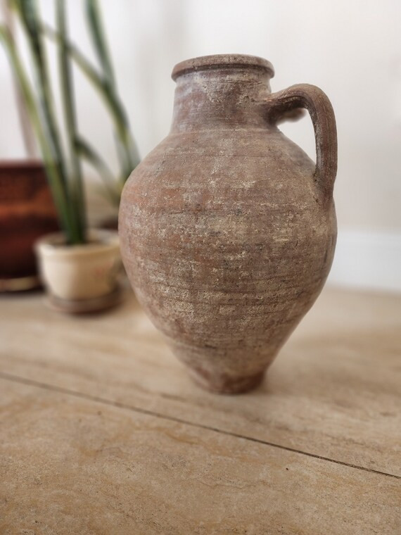 Antique Glazed Vessel Primitive Clay Pot Rustic Decor - Etsy | Etsy (US)