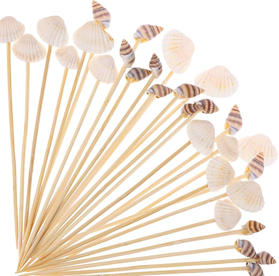 200PCS Disposable White seashell Cocktail Picks Conch Handmade Toothpicks Bamboo Skewers for Appe... | Amazon (US)