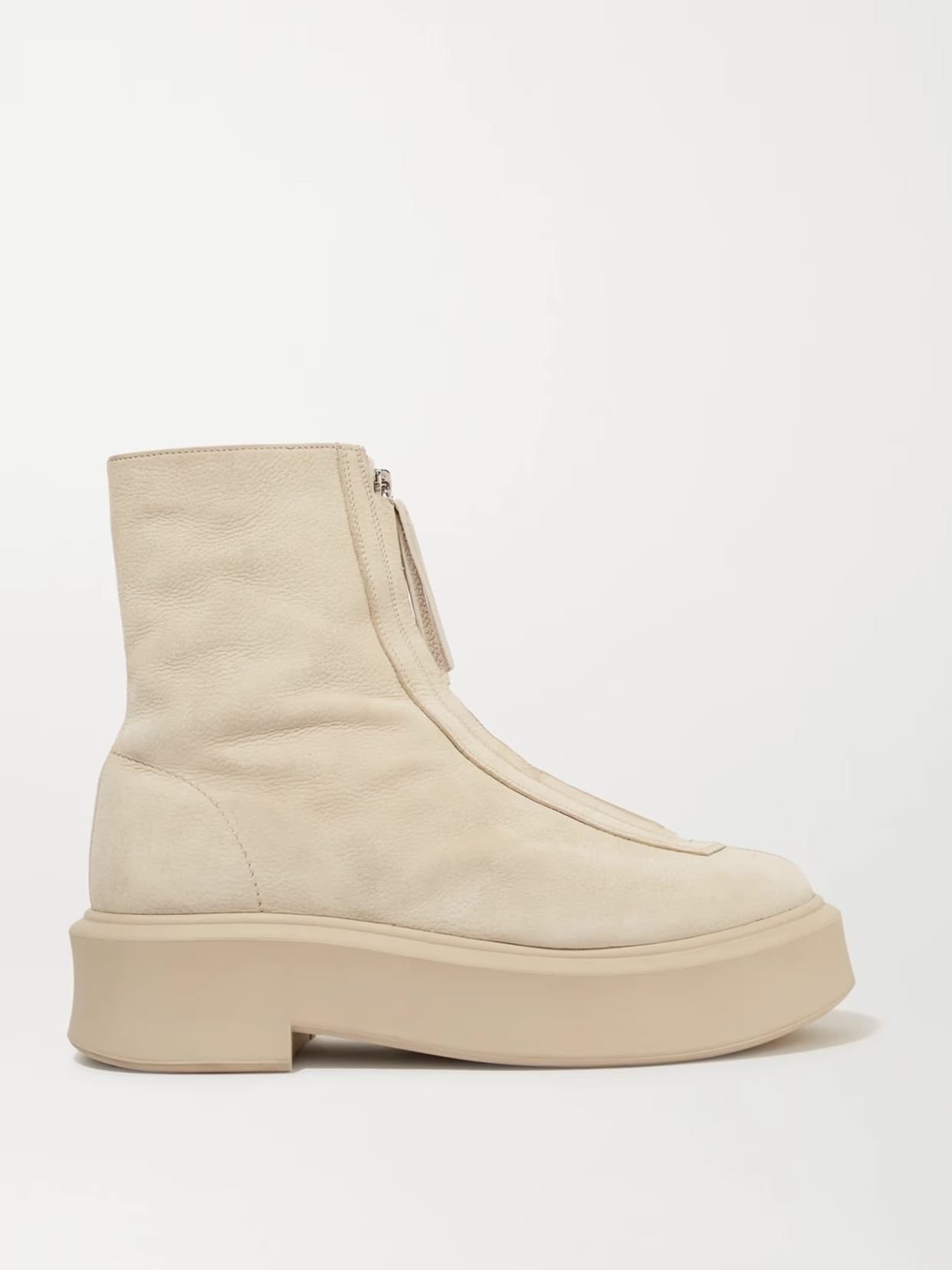 The Row - Textured-nubuck Platform Ankle Boots - Neutrals | NET-A-PORTER (US)