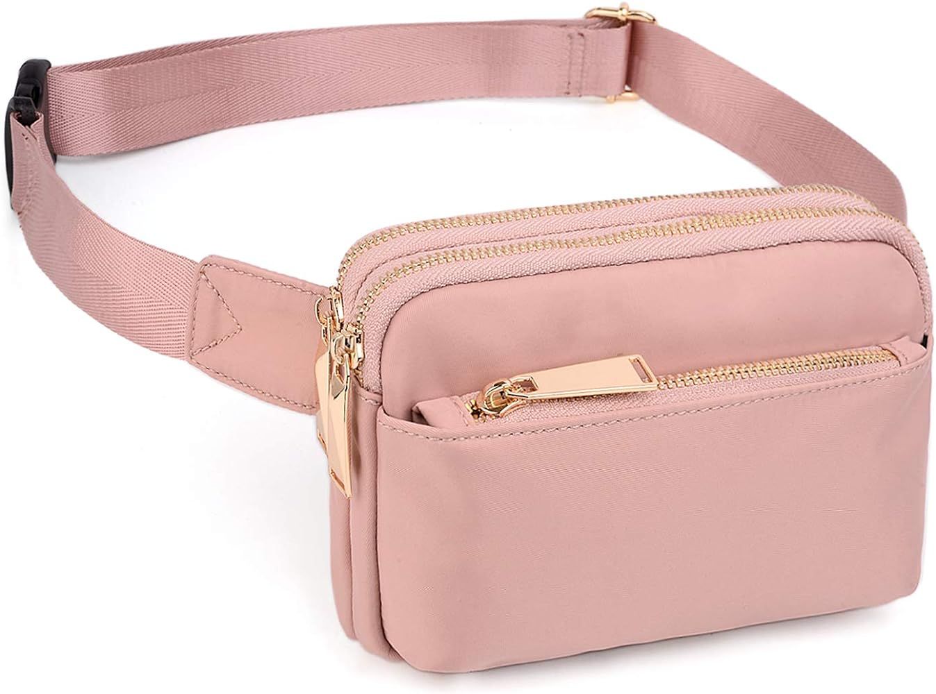 UTO-Fanny-Pack-for-Women-Belt-Bag Waterproof Nylon Fashion Slim Lightweight Waist Pack with 3 Zip... | Amazon (US)