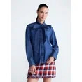Free Assembly Women's and Women's Plus Long Sleeve Tie Neck Shirt, Sizes XS-4X | Walmart (US)