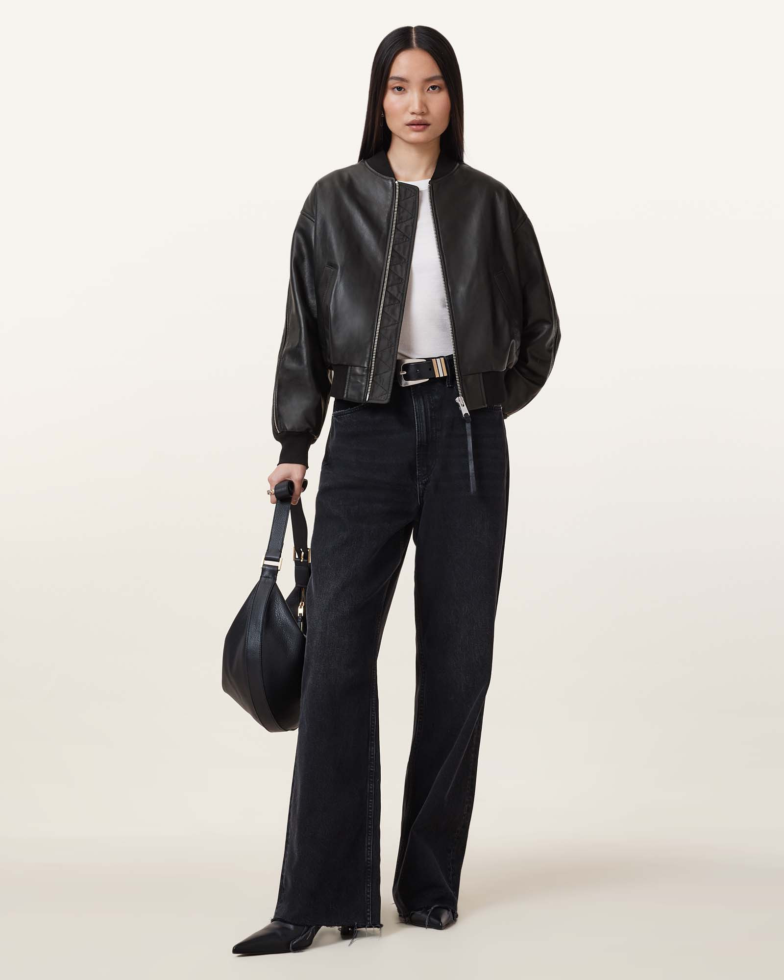 AllSaints Zenith Leather Bomber Jacket | AllSaints UK