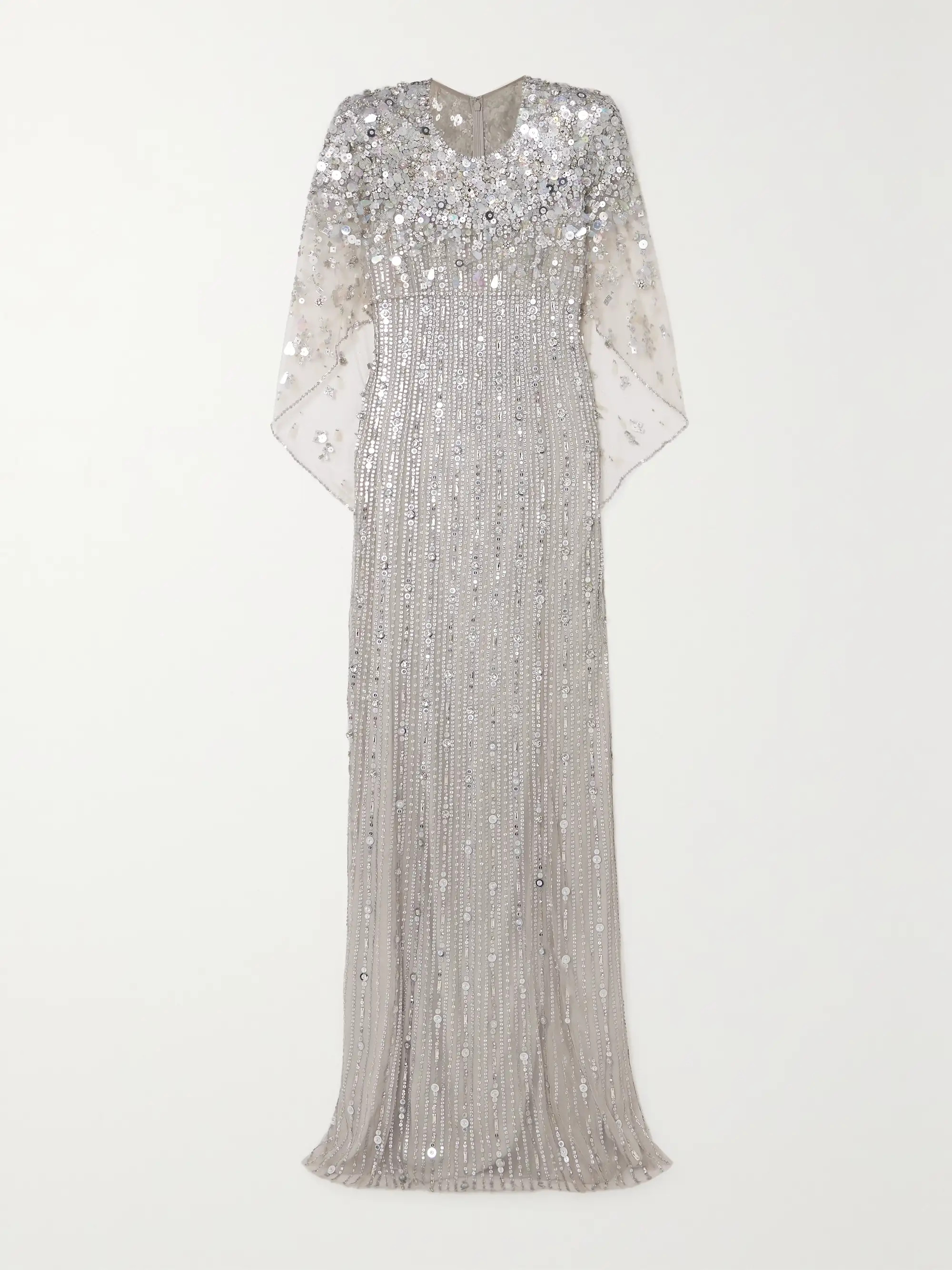 Nettie cape-effect embellished sequined tulle gown | NET-A-PORTER (US)