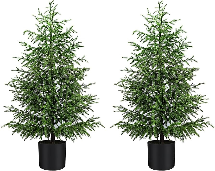Norfolk Pine Christmas Tree Real Touch Faux Holiday Tree with Pot, Realistic Indoor Outdoor Decor... | Amazon (US)