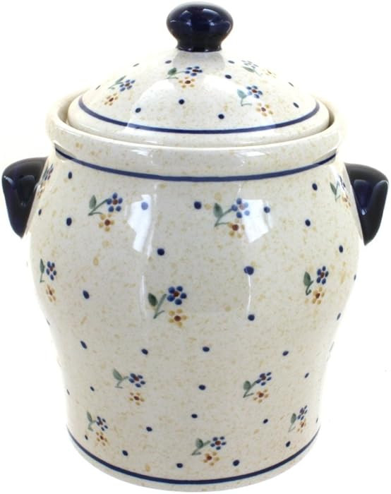 Blue Rose Polish Pottery - Off-white Country Meadow Large Canister - 6 Cup Capacity - Hand-Painte... | Amazon (US)