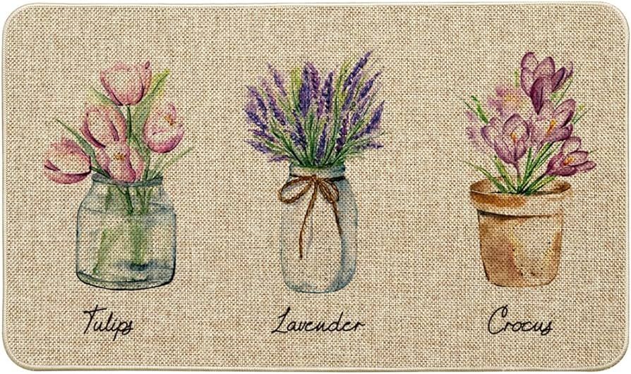 Artoid Mode Lavender Flowers Vase Doormat, Seasonal Spring Summer Easter Holiday Low-Profile Yard... | Amazon (US)