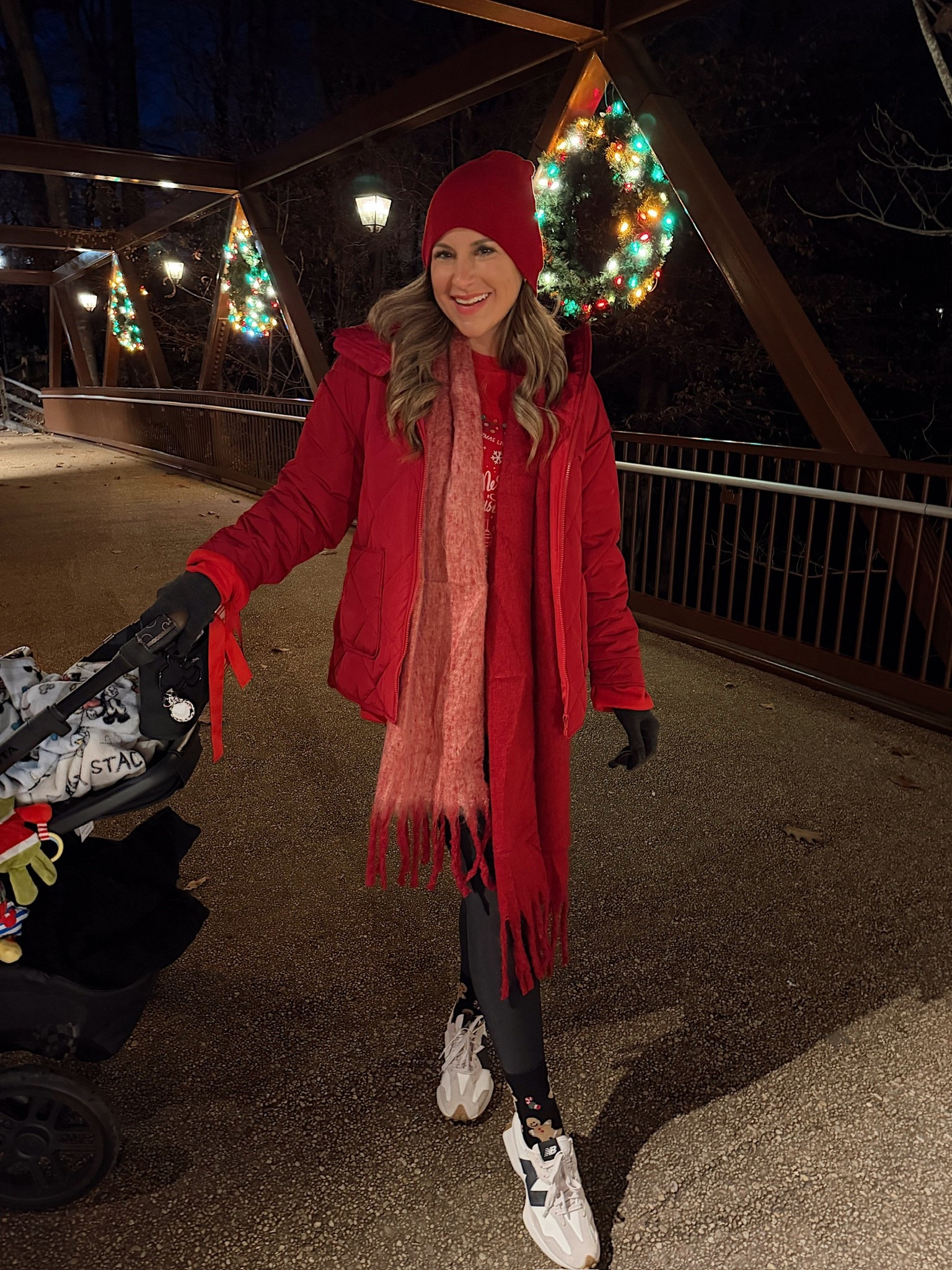 Winter vacation outfit of the night! In a medium puffer coat, large sweatshirt, small leggings and accessories - fits tts.

#LTKFindsUnder50 #LTKTravel #LTKHoliday