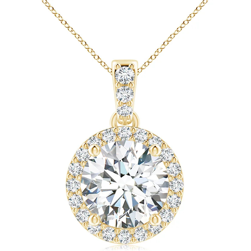 Lab-Grown Round Diamond Dangle Pendant with Halo | Angara Inc.