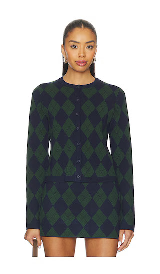 Cher Cardigan in Oxford Argyle Knit | Revolve Clothing (Global)