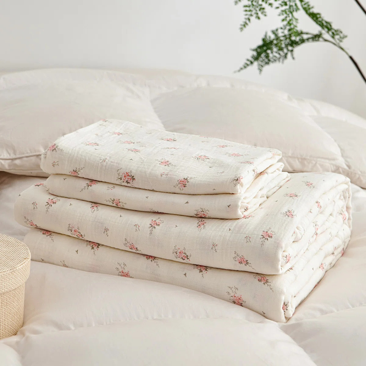 Double Muslin Bed Linen Cotton Pink Floral Pattern Bedding | Wayfair North America
