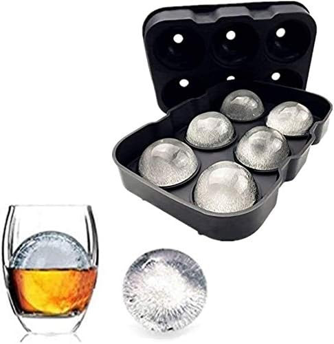 Silicone Ice Cube Trays Combo Round Ice Ball Spheres Ice Cube Tray Mold (6 Round Ice Ball Black) | Amazon (US)