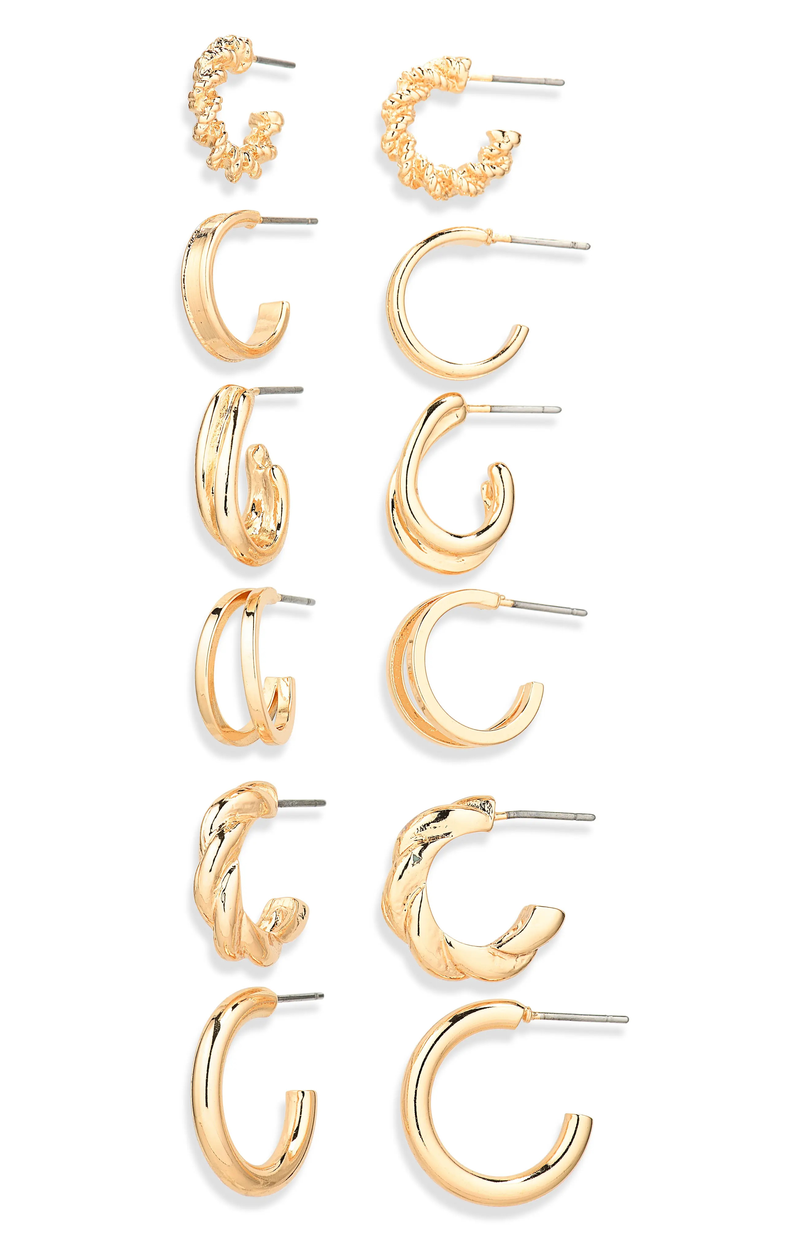 NORDSTROM RACK 6-Pair Twist Hoop Earrings Set in Gold at Nordstrom Rack | Nordstrom Rack
