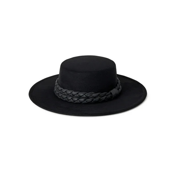 Time and Tru Boater Hat with Braided Trim - Walmart.com | Walmart (US)