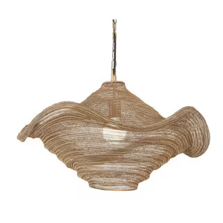 Marseille 40-Watt 1-Light Gilded Brass Unique Pendant Light with Wire Mesh Shade and No Bulbs Inc... | The Home Depot