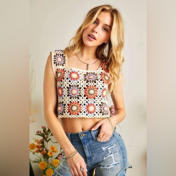 Multi Color Crochet Crop Top | Poshmark