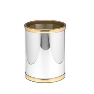 Mylar 8 Qt. Polished Chrome and Brass Round Waste Basket | The Home Depot