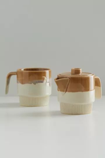 United By Blue Stackable Stoneware Teapot & Mug Set | Urban Outfitters (US and RoW)