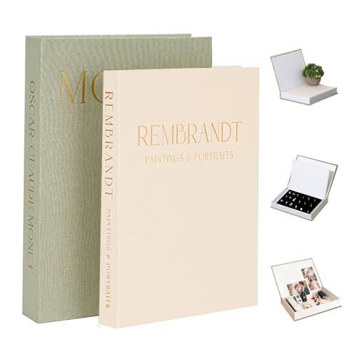 Decorative Books -Set of 2 Linen Covered Boxes Enhance Your Coffee Table,Bookshelf Decors,Aesthetic Fake/Faux Book for Modern Home Decoration, Jewelry Box and Photo Storage Box (Mint green and beige) | Amazon (US)