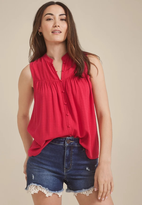 Textured Button Down Tank Top | Maurices