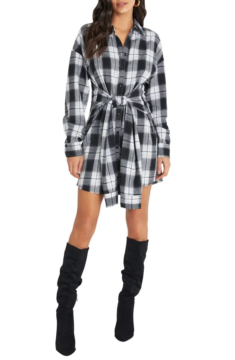 VICI Collection Tie Front Plaid Shirtdress | Nordstrom | Nordstrom