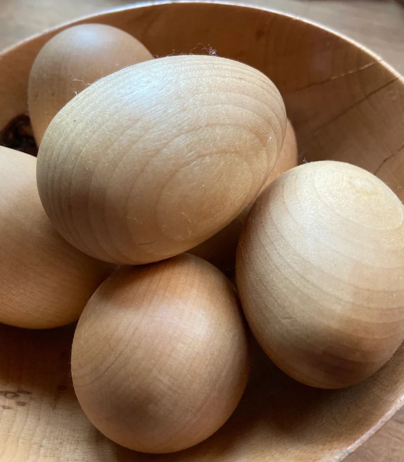 Naturally-sealed Sanded Wooden Eggs  Sets of 6 and 12 | Etsy | Etsy (US)