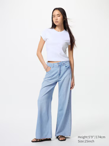 WOMEN'S DRAPEY WIDE FLARED JEANS | UNIQLO AU | Uniqlo Australia