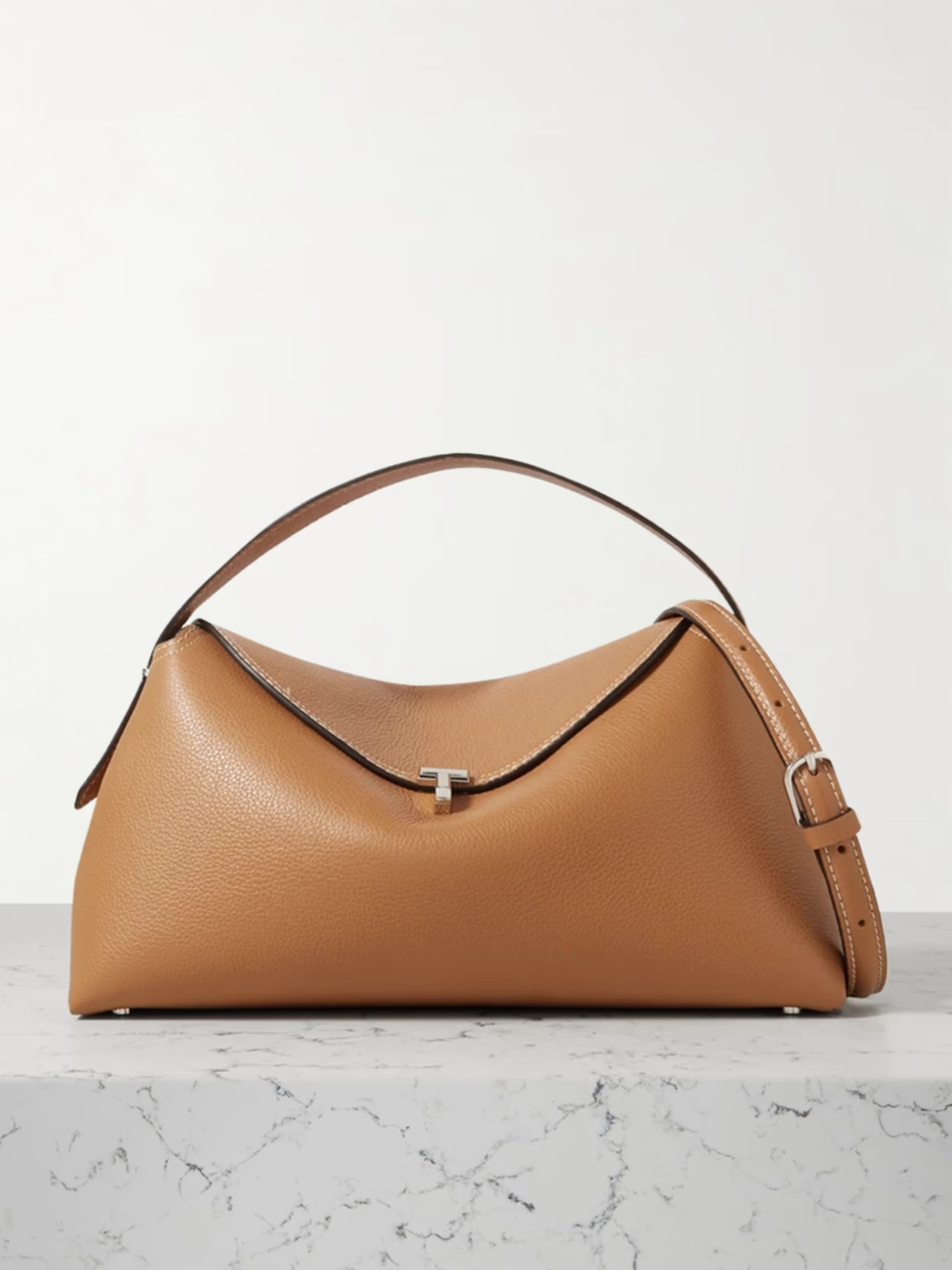 TOTEME - T-lock Textured-leather Shoulder Bag - Brown | NET-A-PORTER (US)