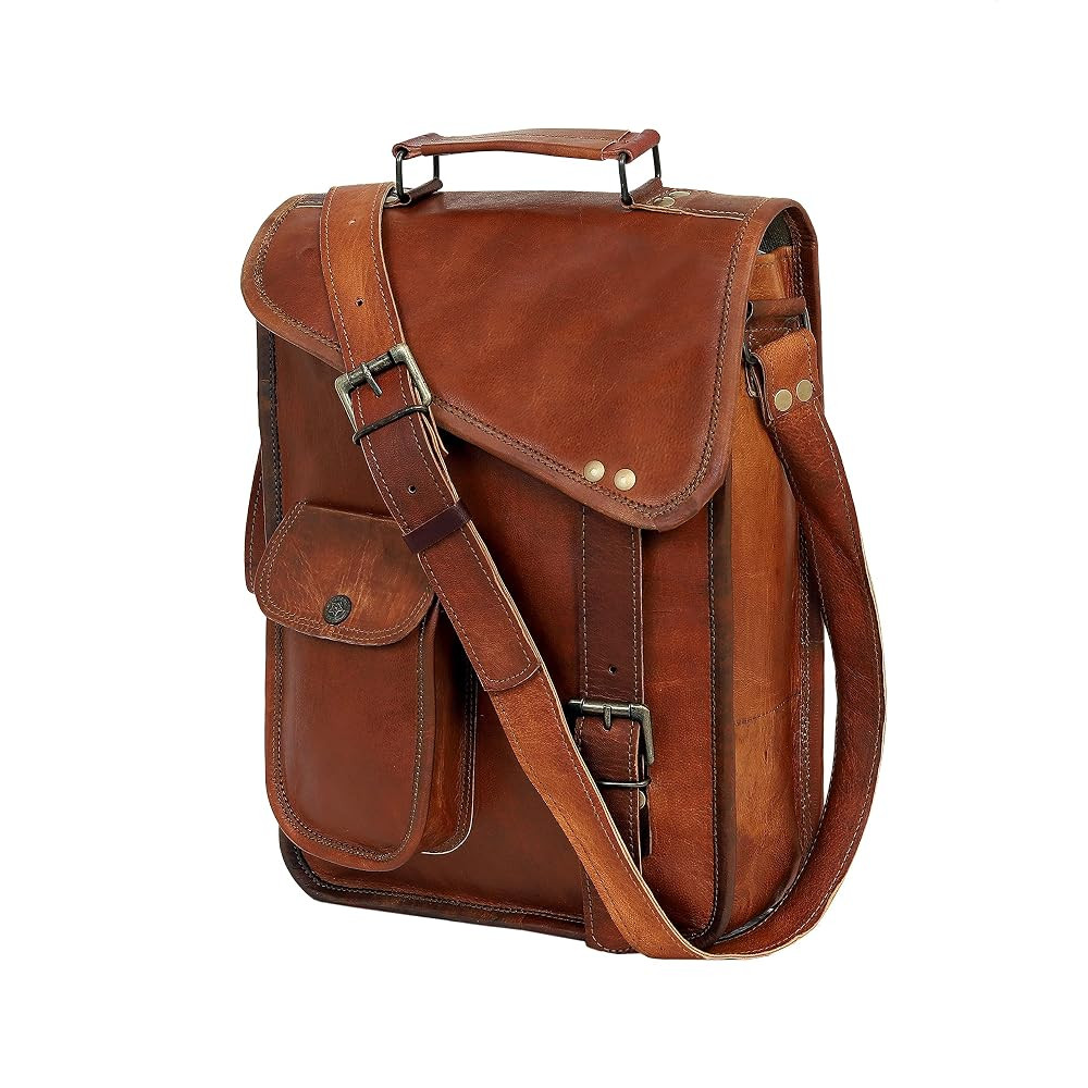 Leather Satchel Tablet Bag Laptop Case Office Briefcase Messenger Gift for Men Computer Distresse... | Amazon (US)