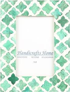 Handicrafts Home Photo Frame Green White Bone Mosaic Moroccan Picture Frames - 4x6, Quatreoil | Amazon (US)