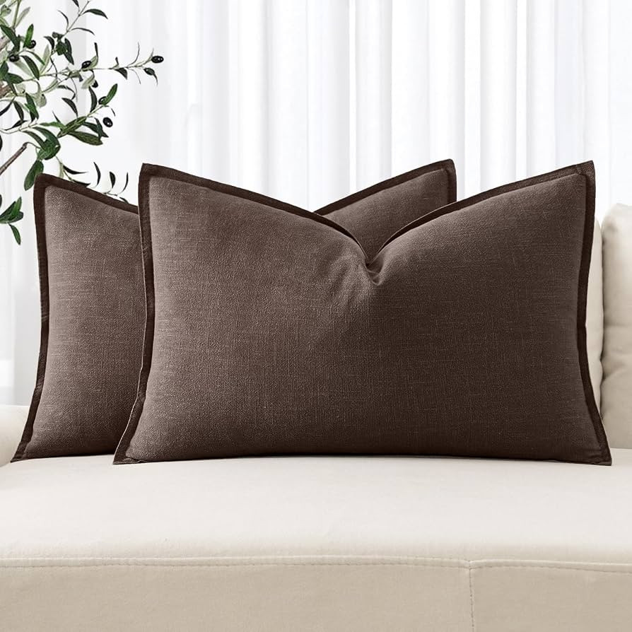 MIULEE Decorative Linen Lumbar Pillow Covers 12x20 Inch Reddish Brown Boho Farmhouse Neutral Couc... | Amazon (US)