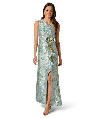 Adrianna Papell Women's Metallic One-Shoulder Gown - BLUE MULTI | Macy's